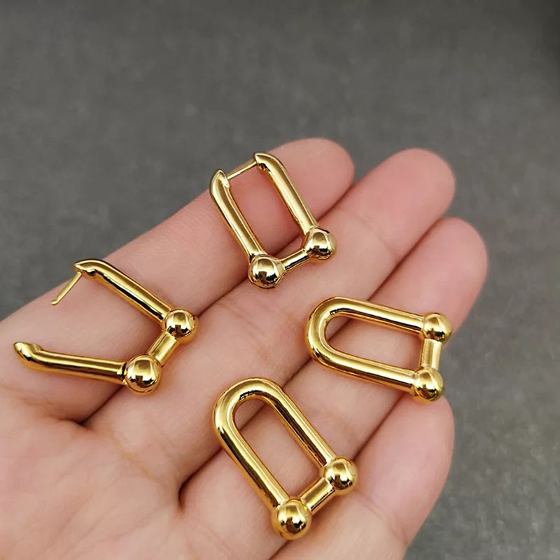 Trendy Stud Earrings Prevent Allergy 925 Sterling Silver for Women Creative U-Shape Fine Jewelry Elegant Party Accessories