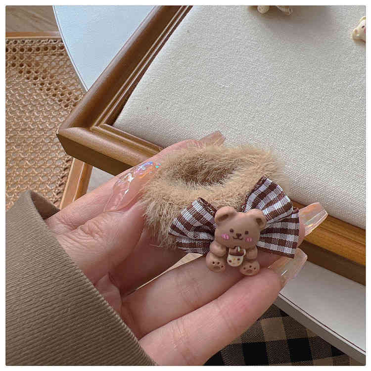 Hair Accessories Plush Cute Cartoon Hairpin Love Bear Large South Korea Sweet Simple Haircircle Female