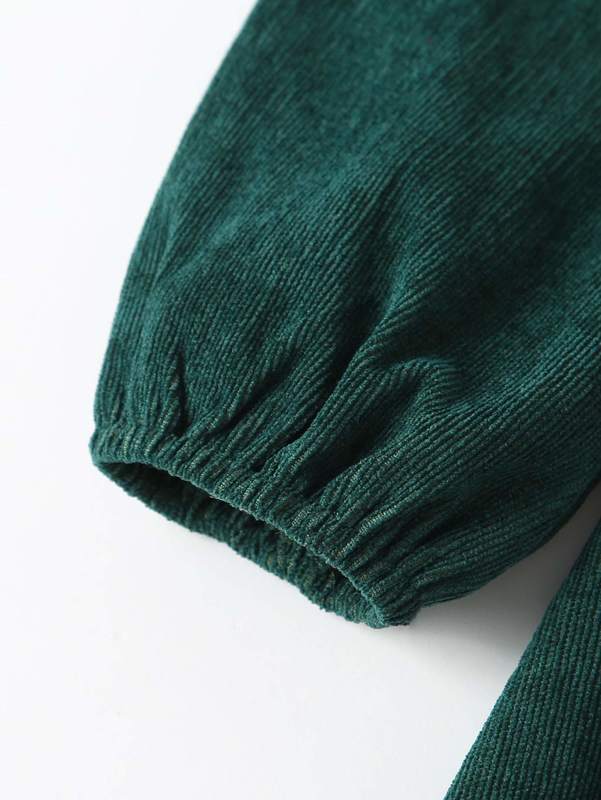 Girls Contrast Piping Peter Pan Collar Corduroy Dress SHE