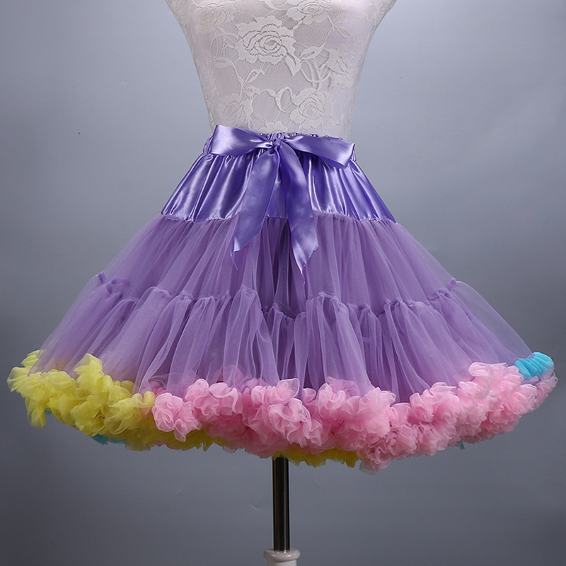 Adult Short Tulle Pettiskirt Colorful Tutu Skirt Crinoline Jupon Saia for Women 210306