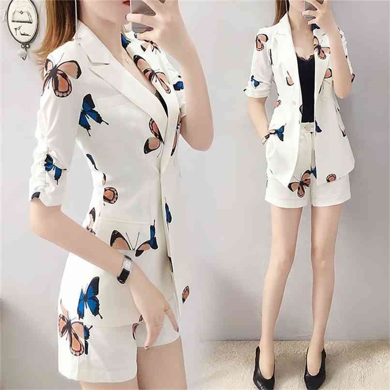 Suit Ensemble Femme Summer Elegant Office Lady Blazer Jacket and Wide-leg shorts Two-piece Sets Female 210602, Butterfly printted
Suit Ensemble Femme Summer Elegant Office Lady Blazer Jacket and Wide-leg shorts Two-piece Sets Female 210602, Butterfly printted