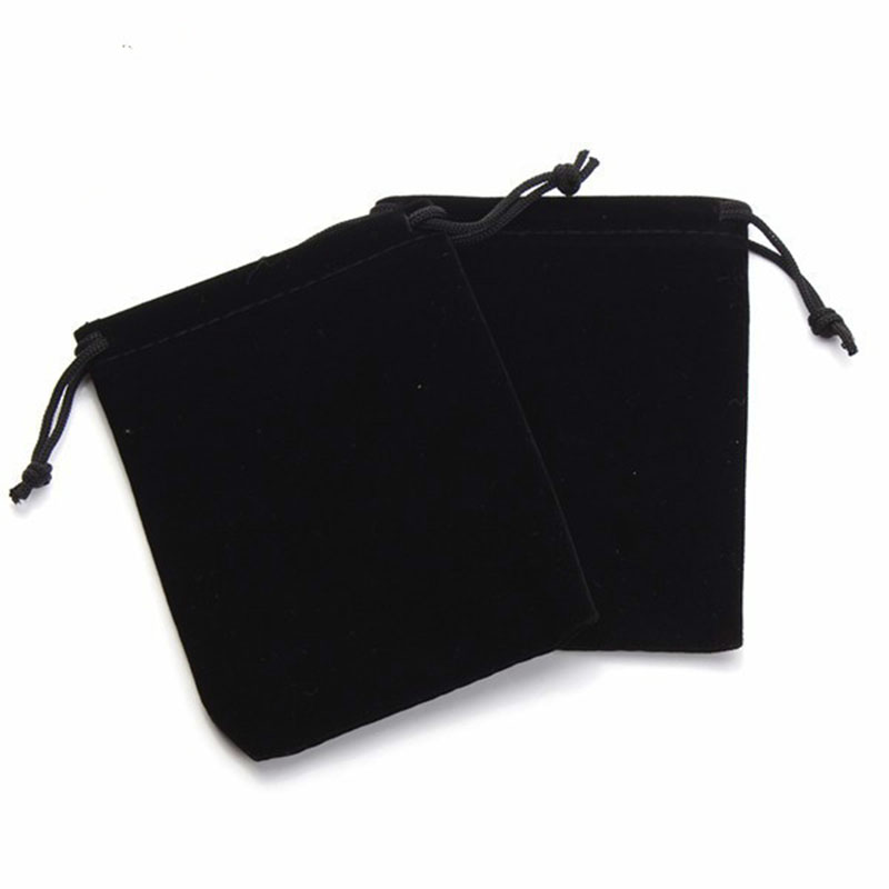 100 Pcs 5cm*7cm,7cm*9cm Black Cloth Pouches Wedding Favor Velvet Cloth Bags with Drawstring Jewelry Gift Bags for Party, Jewelry, Festival