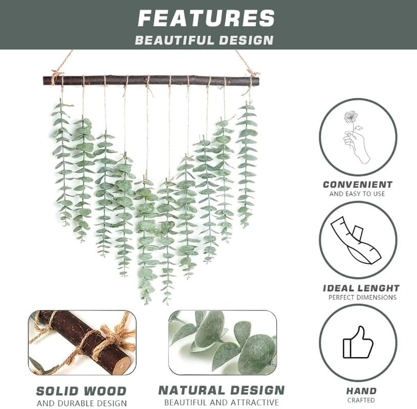 Decorative Flowers & Wreaths Artificial Eucalyptus Wall Hanging Decor, Boho Fake Greenery Vines With Wooden Stick Home Room Decorations
Decorative Flowers & Wreaths Artificial Eucalyptus Wall Hanging Decor, Boho Fake Greenery Vines With Wooden Stick Home Room Decorations