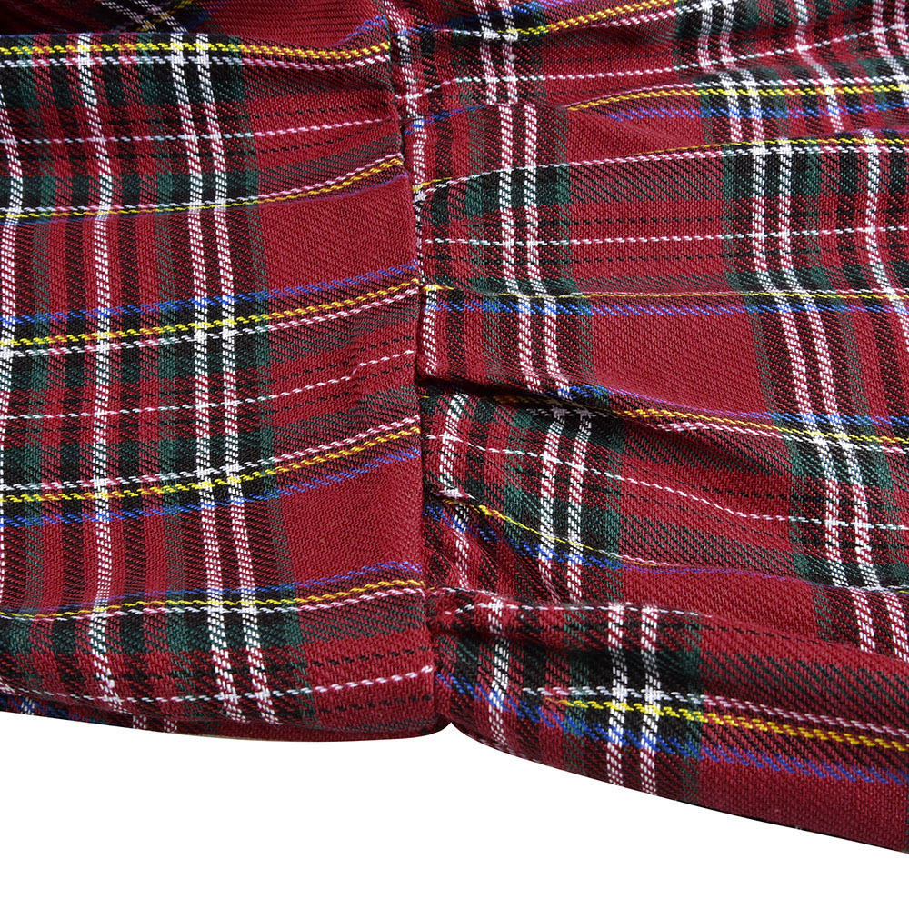 Plaid Dress For Women Long Sleeve Autumn Fashion Round Neck Loose Lady Mini Dress Red Casual Fall Female Party Dress Vestido 210309