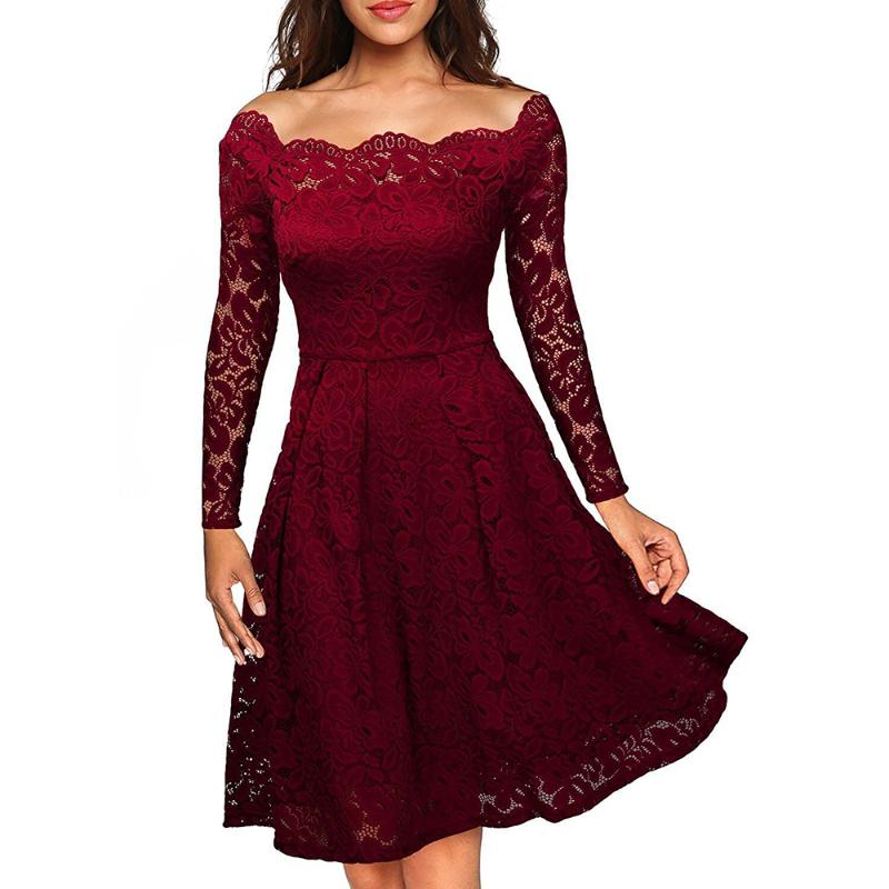 Casual Dresses Dower Me Sexy Slash Neck Burgundy Lace Dress Off The Shoulder Long Sleeve Wedding Party Autumn Plus Size Women Black Swing
Casual Dresses Dower Me Sexy Slash Neck Burgundy Lace Dress Off The Shoulder Long Sleeve Wedding Party Autumn Plus Size Women Black Swing