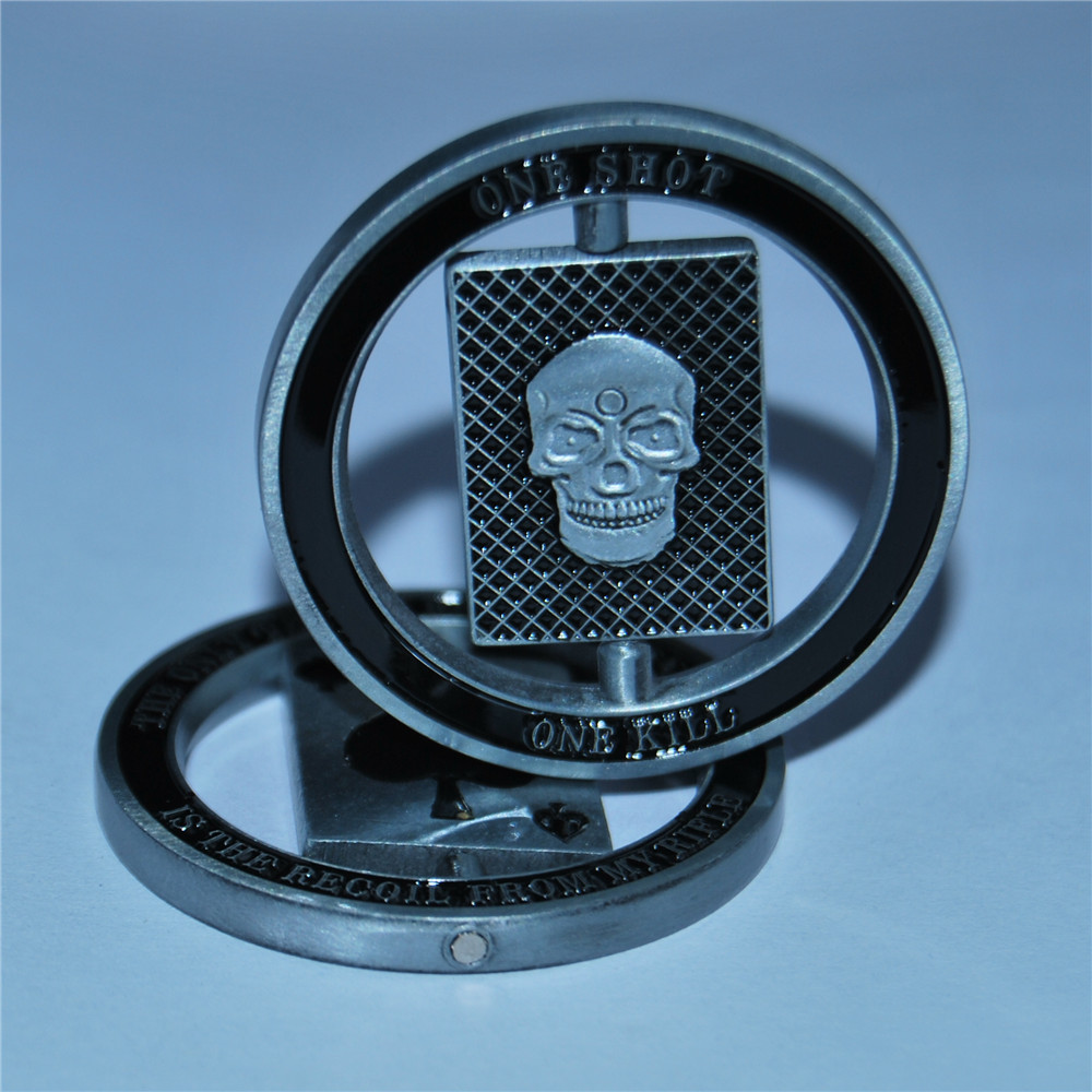 USA Spinner Military Challenge Coin ACE Of Spades Skull Cutout Kill Shot badge 5Pcs/Lot 
USA Spinner Military Challenge Coin ACE Of Spades Skull Cutout Kill Shot badge 5Pcs/Lot