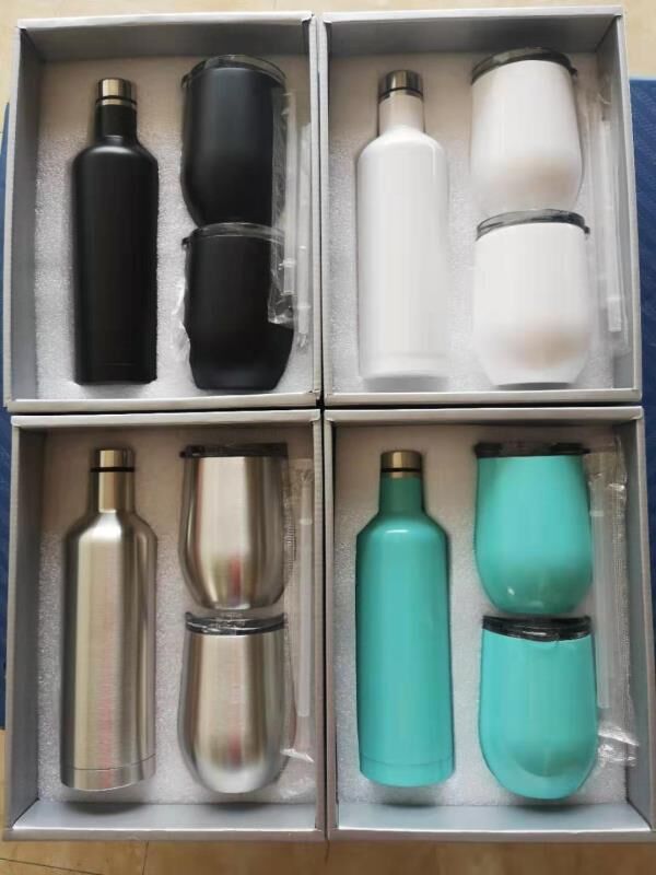 3pcs/lot Gift package wine glass set Stainless Steel red wine bottle with egg cups Outdoor Insulated glasses rose gold black white teal, Multi-color 
3pcs/lot Gift package wine glass set Stainless Steel red wine bottle with egg cups Outdoor Insulated glasses rose gold black white teal, Multi-color