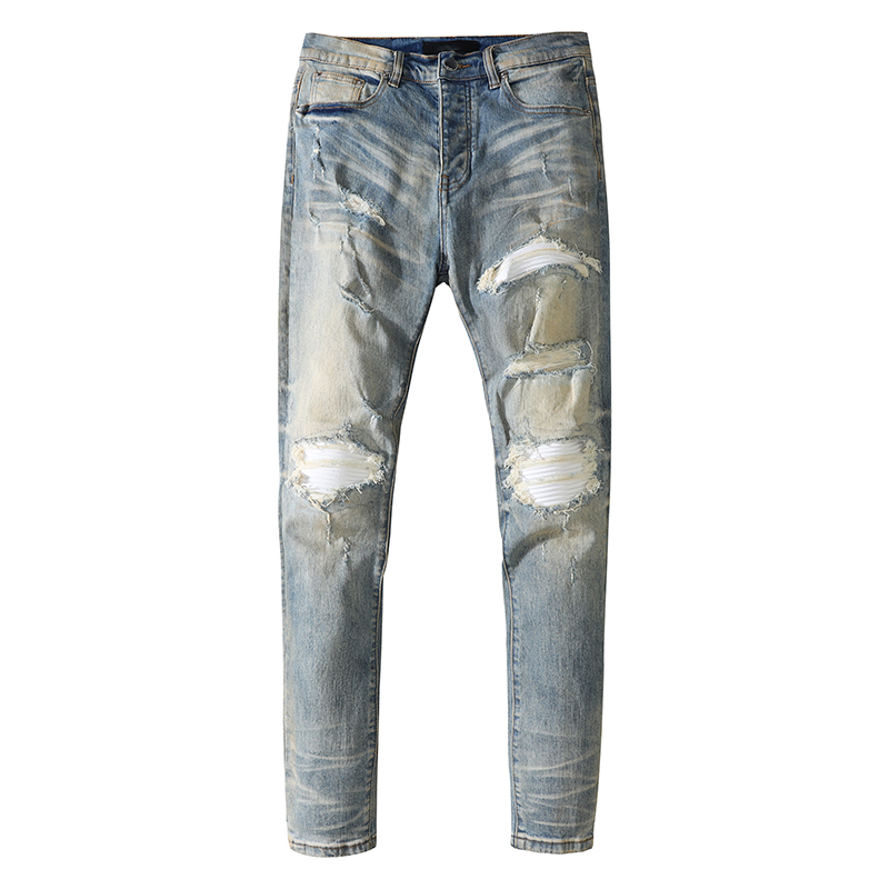 Men White Patch Ripped Jeans Skinny Pencil Pant Distressed Slim-cut Stretch Denim Casual Streetwear High Street Style Trousers, Light blue
Men White Patch Ripped Jeans Skinny Pencil Pant Distressed Slim-cut Stretch Denim Casual Streetwear High Street Style Trousers, Light blue