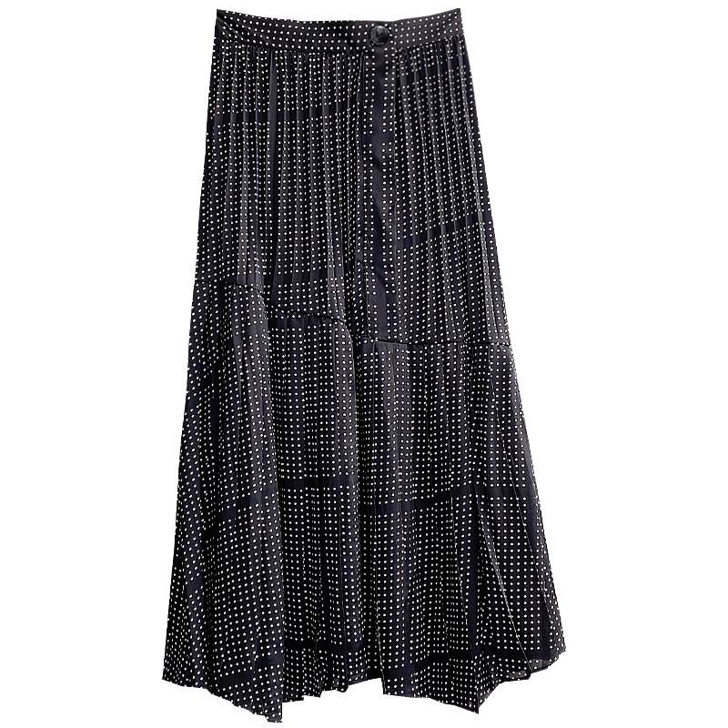 Kuzuwata Spring French Style Women Skirts Elegant Chic Print Irregular Patchwork Jupe Office Lady High Waist Pleated Skirt 210306