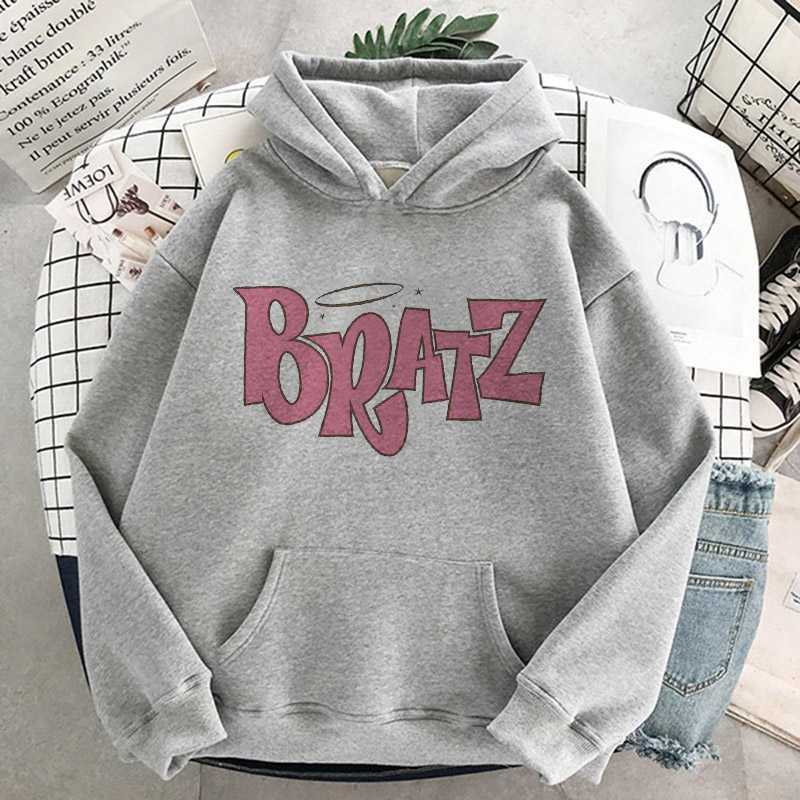 Bratz Letter Sweatshirt Harajuku Kawaii Cute Hoodie Kpop Winter Clothes Female Loose Tops Aesthetic Oversized 210910