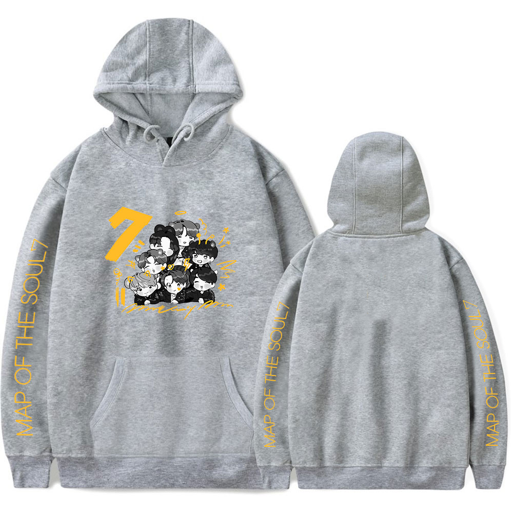 Kpop Cartoon Bangtan Boys Album Map of The Soul 7 WORLD TOUR Concert Hoodies Sweatshirt Men/Women Hoodies Kpop Harajuku hoodies 201102