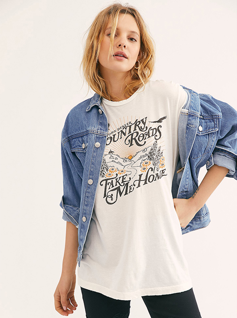 BOHO INSPIRED Graphic Tee black t shirt for women casual summer top boho t shirt new print t shirt female top woman tshirts 210306