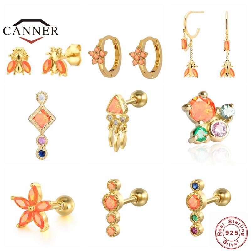 Stud CANNER 925 Sterling Silver Orange Crystal Zircon Small Ear Earrings For Women Birthday Gift Huggie Piercing Earring Jewelry
Stud CANNER 925 Sterling Silver Orange Crystal Zircon Small Ear Earrings For Women Birthday Gift Huggie Piercing Earring Jewelry
