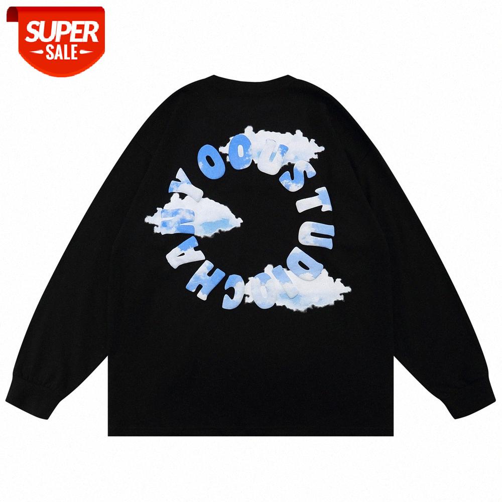 Cloud letter foam printing long-sleeved t-shirt men's street loose round neck with a bottoming shirt #Jt4h, White;black
Cloud letter foam printing long-sleeved t-shirt men's street loose round neck with a bottoming shirt #Jt4h, White;black
