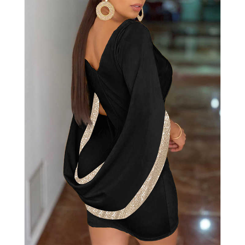 Cloak Sleeve Party Dress | Runched Long Mini For Women