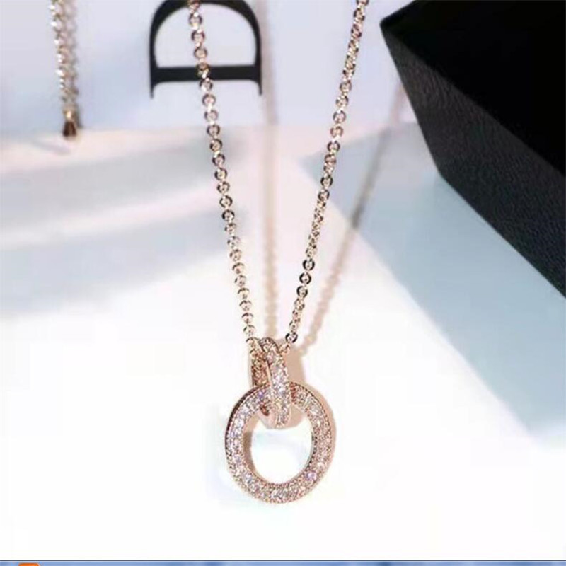 Choucong Brand Unique Circle Pendang Smple Fashion Jewelry 925 Sterling Silver Pave White CZ Diamond Gemstones Party Eternity Women Wedding Clavicle N