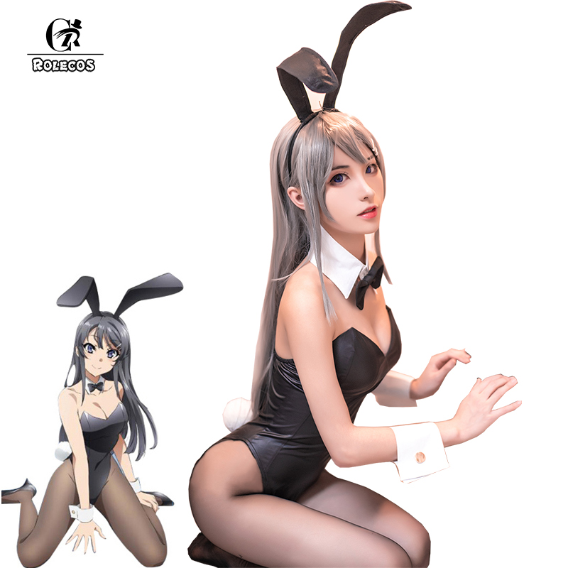 

ROLECOS Anime Sakurajima Mai Cosplay Costume Halloween Women Black Sexy Jumpsuit Rascal Does Not Dream of Bunny Girl Senpai Cos