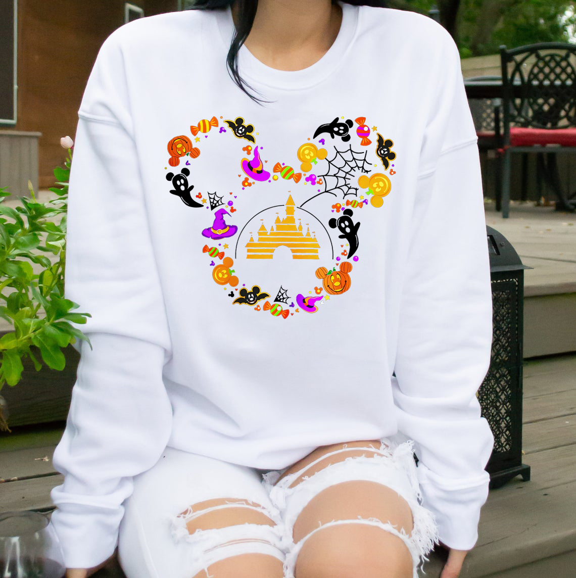 Halloween Sweatshirt Cute Mouse Micky Spooky Halloween Pullovers Boobie Pumpkin Graphic Jumpers Women Harajuku Hoodie 201217
