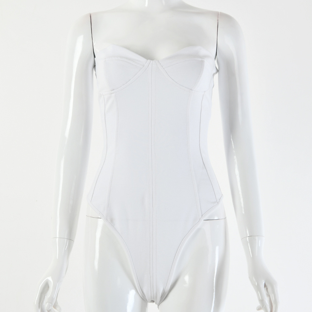 BOOFEENAA Backless Tube Top Bodysuit Women Bodycon Vintage Sexy Club Outfits Fall Party Body Suit Corset C92-AA64 201007