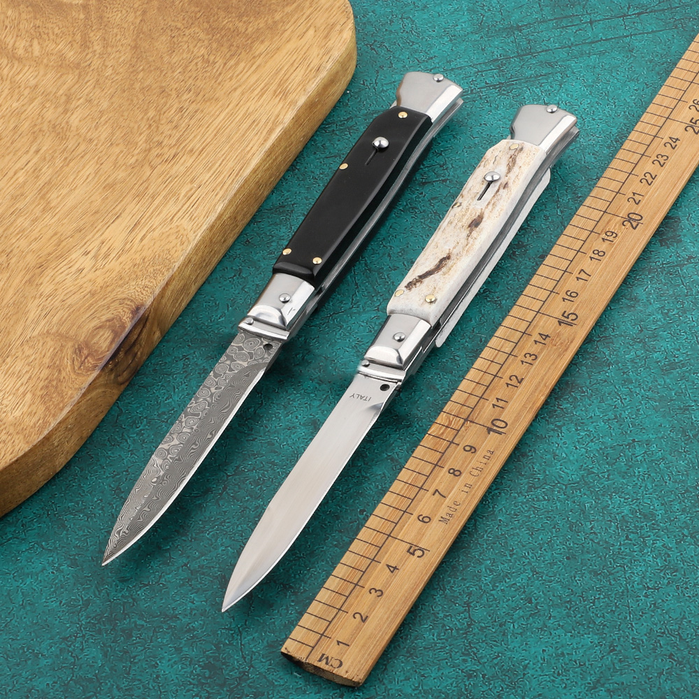 9 inch horns Damascus style guardian sacred folding knife double automatic 440 stainless steel blade camping knife
9 inch horns Damascus style guardian sacred folding knife double automatic 440 stainless steel blade camping knife