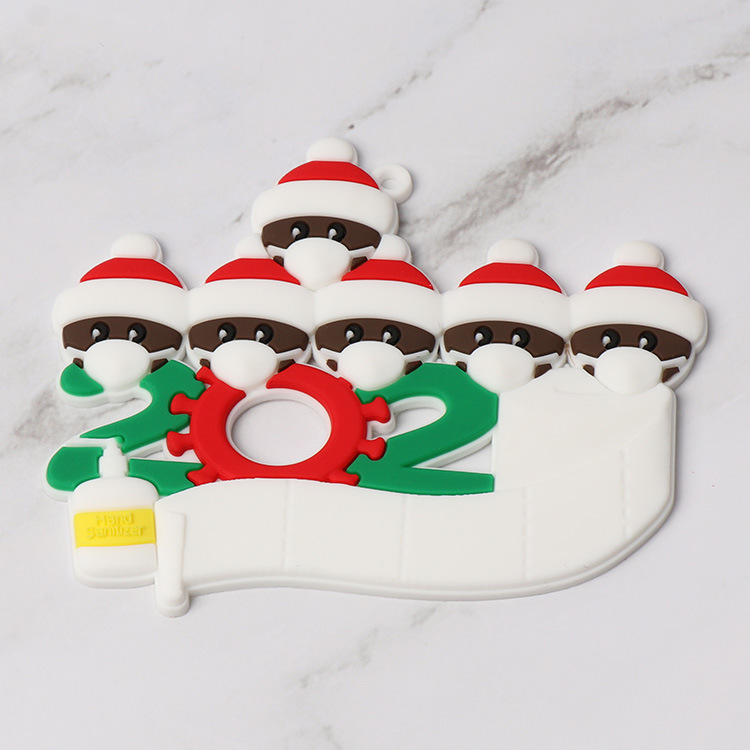 2020 PVC Ornaments Personalized Cartoon Santa Claus Mask Snowman Family 2 3 4 5 Lovely Christmas Tree Hanging Pendants VT1726 Free shipping