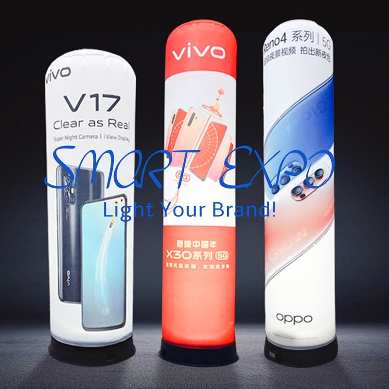 Inflatable LED Pillar Dia0.8*H2.5m for Promotion Event with Illuminated Base Blower Custom Logo Printing