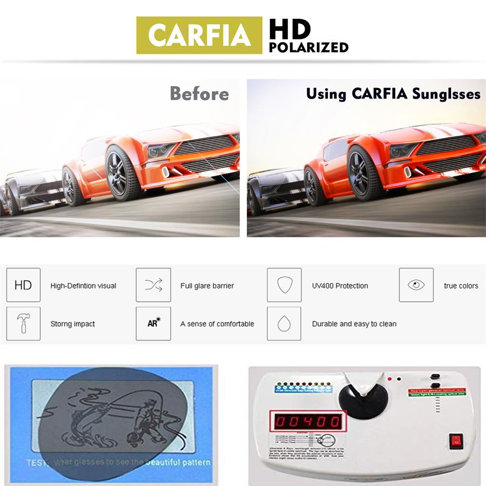 Carfia Vintage Polarized Sunglasses for Men UV Protection Classic Designer Style