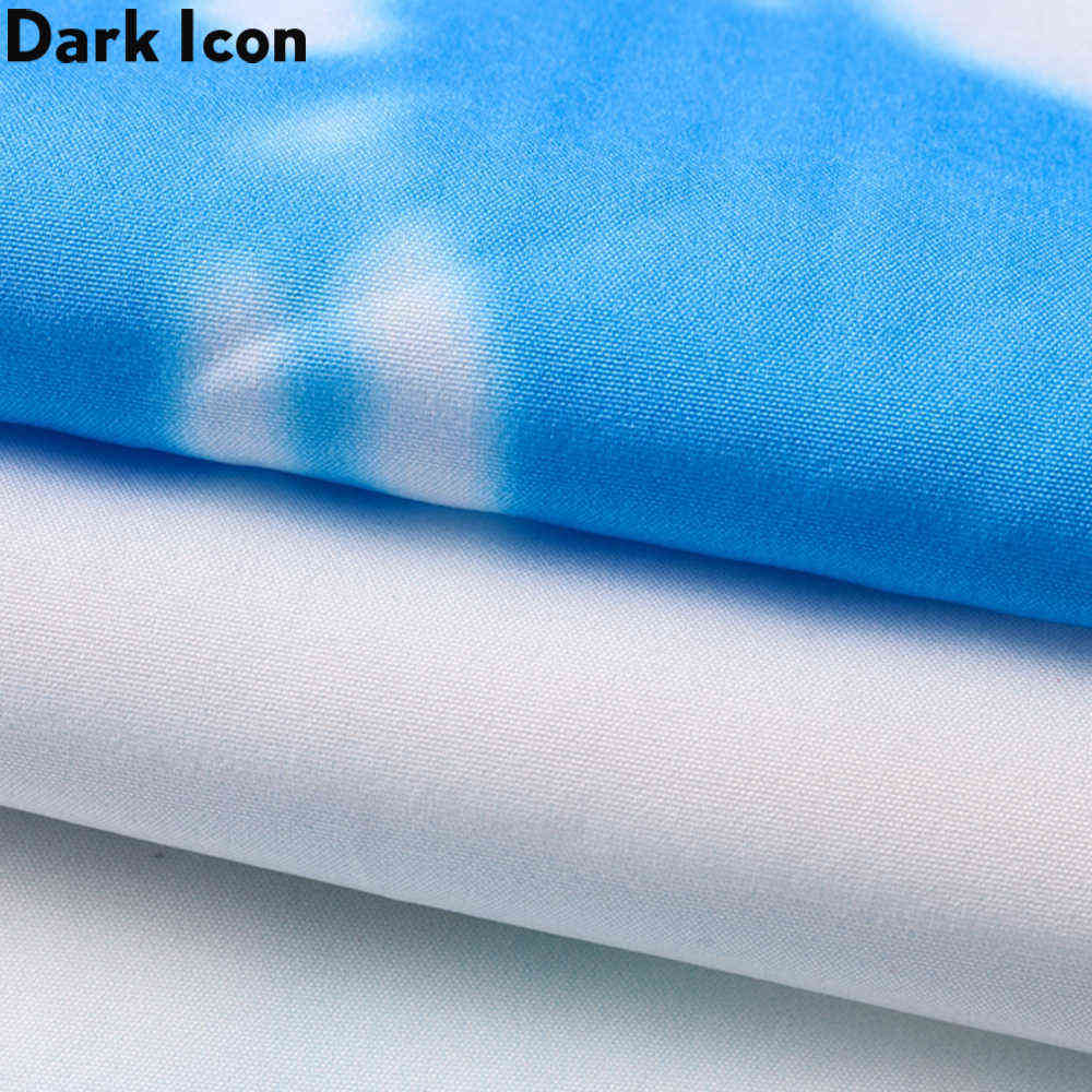 Dark Icon Tie Dye Long Sleeved Shirt Men Turn-down Collar 's Shirts Street Fashion for 210721