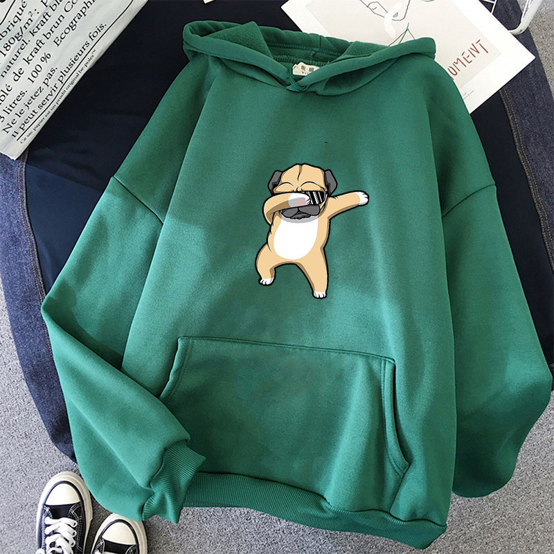 harajuku Pullovers Dancing dog plus size Print women Sweatshirt Kawaii Hoodie for Women streetwear tops Cute Full Sleeve clothes 201102