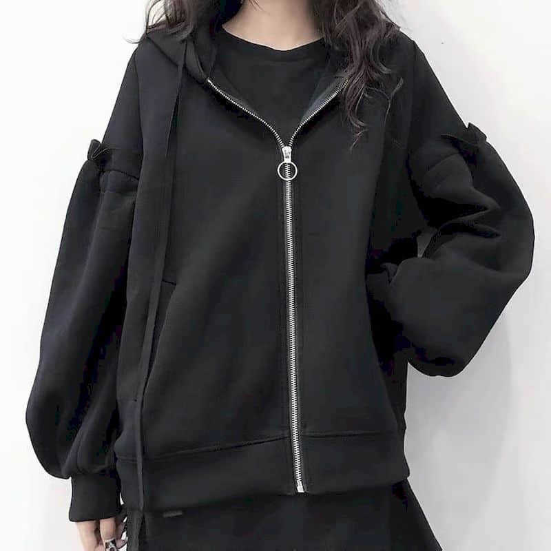 Petal sleeve sweatshirt women's hooded plus velvet thick all-match clothes female students Korean loose long-sleeved shirt coat 210526