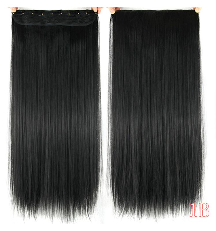 Synthetic Wigs XQ SHANGKE 5 Clips/piece Natural Silky Straight Hair Extention 24"inches Clip In Women Pieces Long Fake