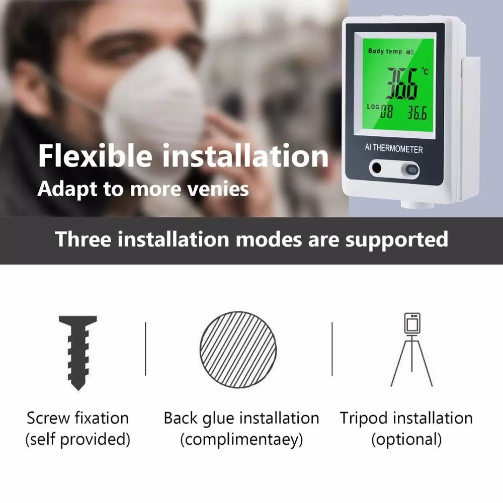 A8 Wall Mount Infrared Thermometer Gauge Indicator Non Contact Hygrometer Voice Broadcast Indoor Outdoor Automatic Temperature Sensor