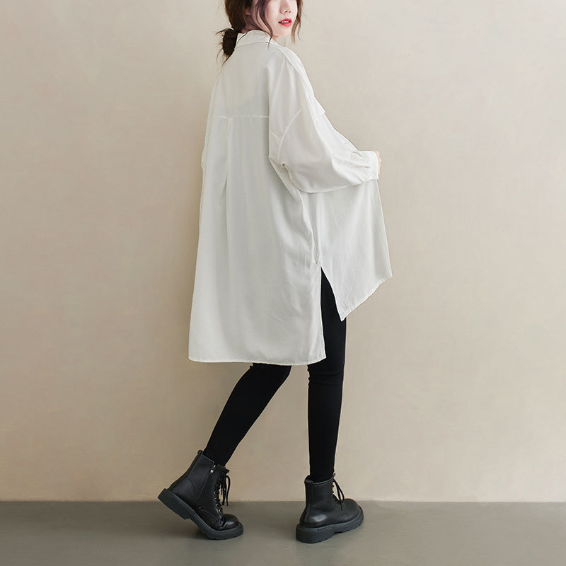 DIMANAF Plus Size Shirts Women Blouse Casual Cardigan Basic Spring Full Sleeve Big Size Blouse Oversize 5XL 210225