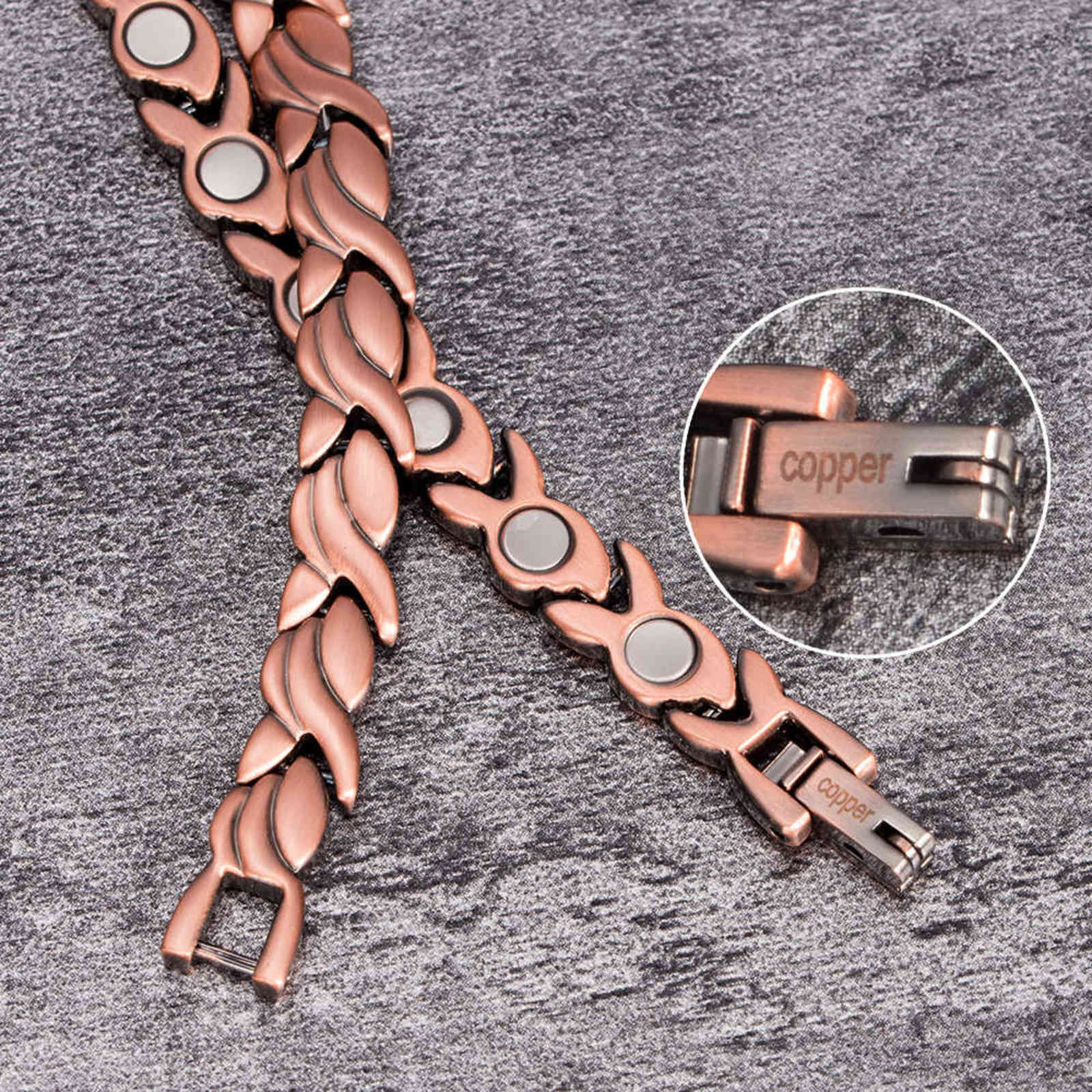 Vinterly Magnetic Bracelet Men Pure Copper Energy Health Male Chain Link Vintage s & Bangles 211124