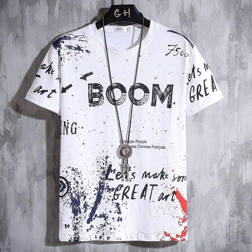 2021 Men T-shirt Hip Hop Boom Printed Summer O-NECK Male Casual tshirt Oversize Rock Hip-Hop Hot Style Plus Size 3XL 210225