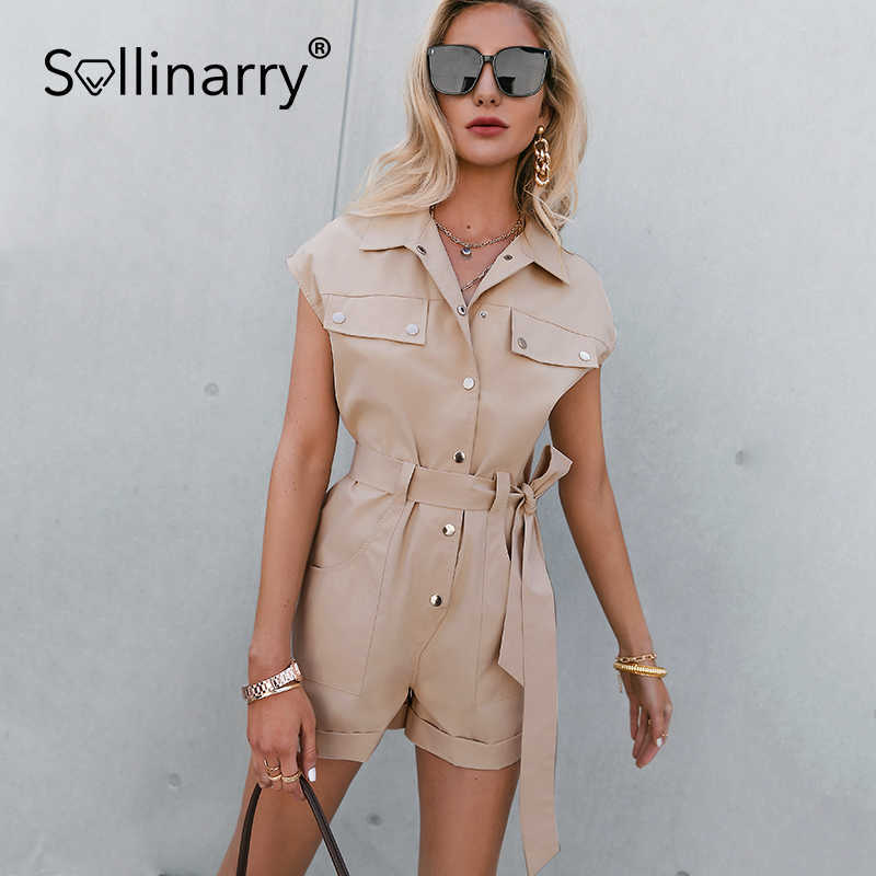 Sollinarry Pure color sleeveless pockets belt romper Single-breasted cool jumpsuit romper High street overall fashion romper 210709, Light apricot
Sollinarry Pure color sleeveless pockets belt romper Single-breasted cool jumpsuit romper High street overall fashion romper 210709, Light apricot