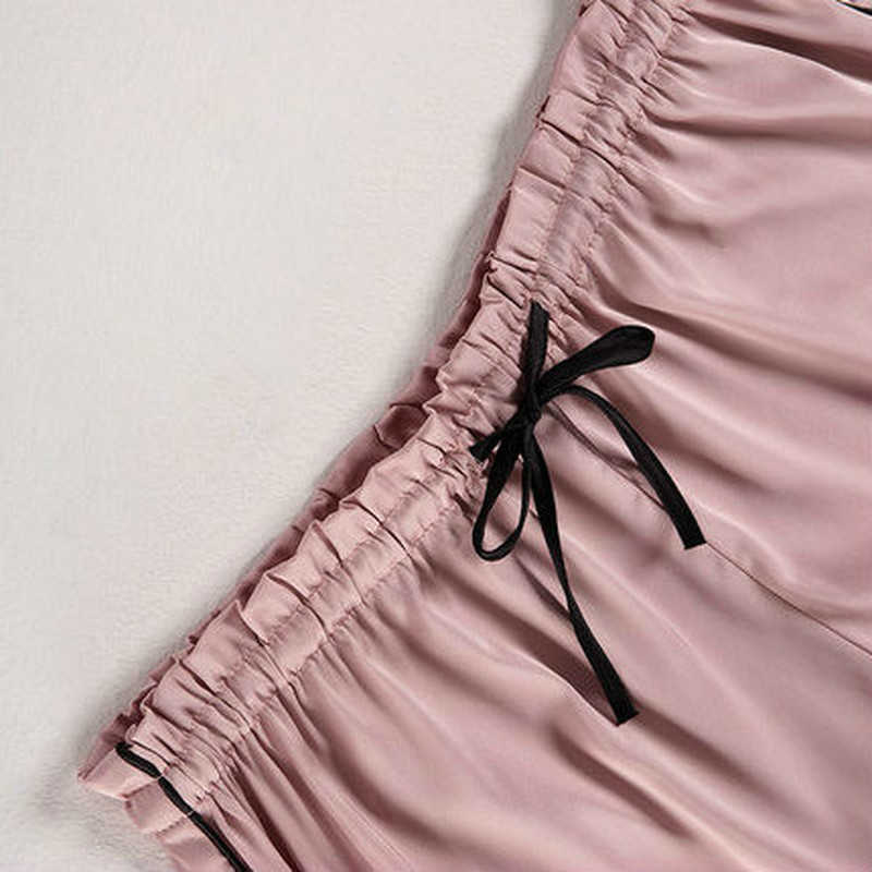 Silk Pajamas for Women Home Suit Heart Embroidered Pyjamas Pj Set Satin Nightwear Sleepwear Pijama Verano Mujer 210924