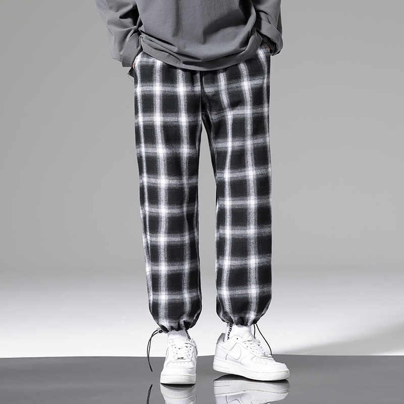 Autumn Plaid Pants Men Fashion Loose Hip Hop Casual Trousers Korean Male Harem Pant All-match Confortable