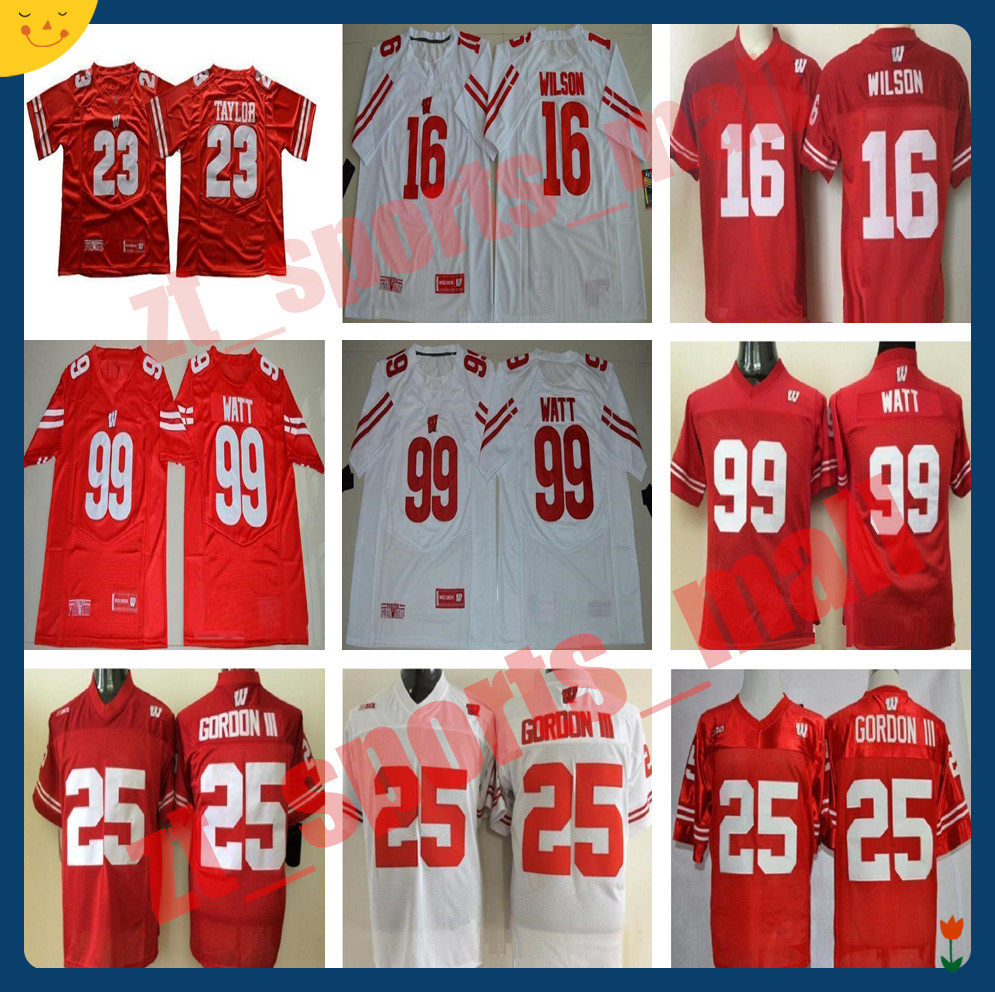 Men Jonathan #23 Taylor #25 Melvin Gordon #16 Wilson 99 Watt White Red Wisconsin Badgers College football jerseys, Black;red
Men Jonathan #23 Taylor #25 Melvin Gordon #16 Wilson 99 Watt White Red Wisconsin Badgers College football jerseys, Black;red