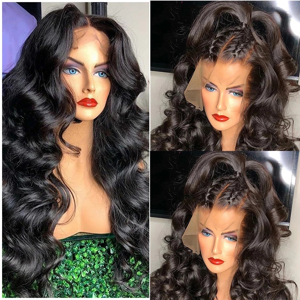 250 Density Brazilian Hair Body Wave Full Lace Front Wig Transparent Lace Black/Blonde/ Red Wigs For Women Synthetic
