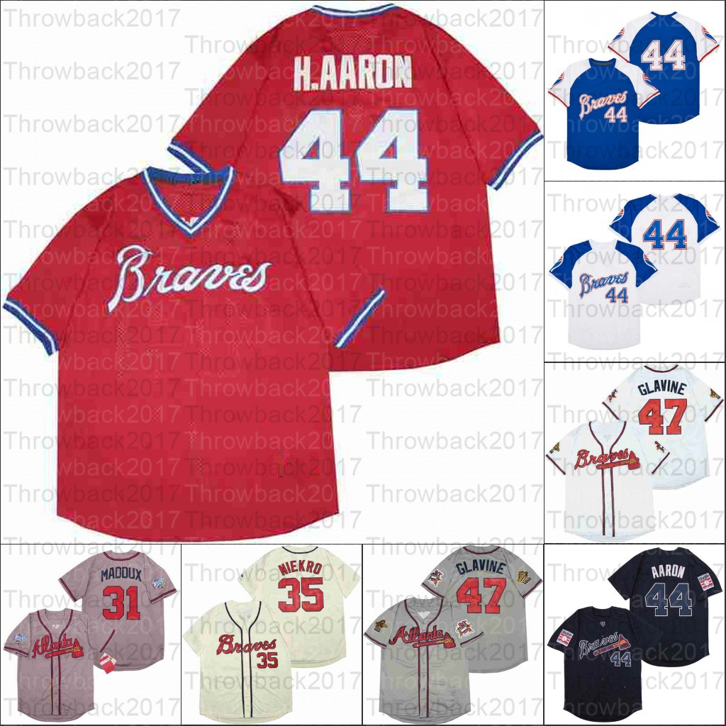 Retro Baseball 1934 1973 and 1974 Home Jersey 47 Glavine 44 H.AARON 31 MADDUX 35 NIEKRO, As photo
Retro Baseball 1934 1973 and 1974 Home Jersey 47 Glavine 44 H.AARON 31 MADDUX 35 NIEKRO, As photo