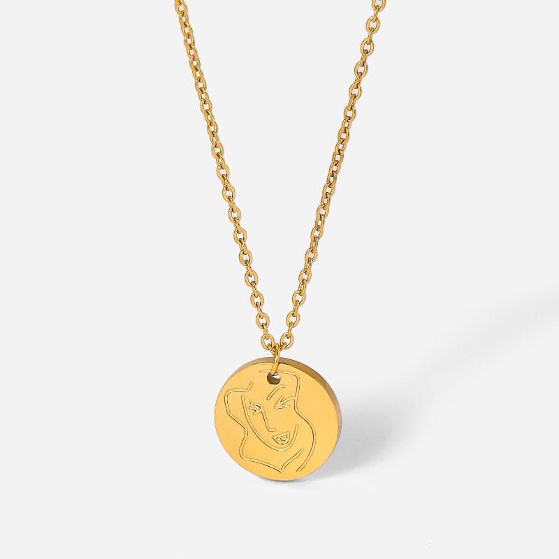 Pendant Necklaces Arrival 18K Plated Stainless Steel Jewelry Gift Waterproof Round Female Face Carving Necklace For Women
Pendant Necklaces Arrival 18K Plated Stainless Steel Jewelry Gift Waterproof Round Female Face Carving Necklace For Women