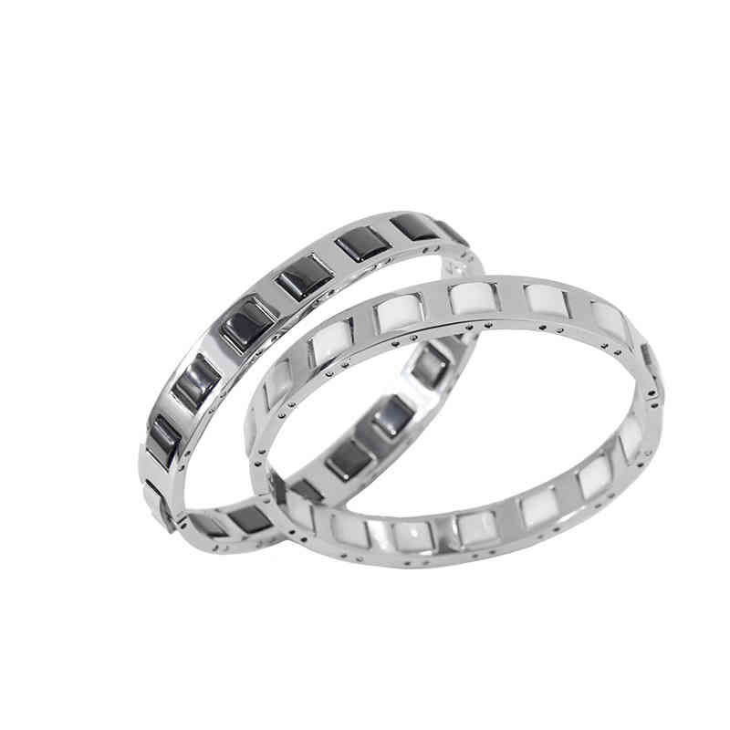 Charm Bracelets 56 Fashion Titanium Steel 2021 Atmosphere Personality Black and White Ceramic