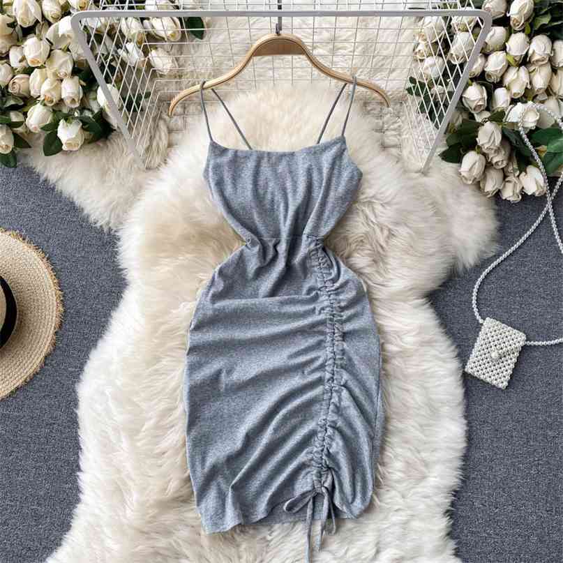 Ruched Summer Dress Chic Solid Spaghetti Strap Sleeveless Backless Mini Bodycon Sexy Night Club Party es 210603, Black
Ruched Summer Dress Chic Solid Spaghetti Strap Sleeveless Backless Mini Bodycon Sexy Night Club Party es 210603, Black