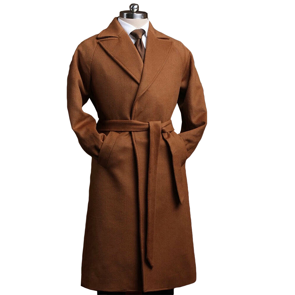 Mens Tuxedos Smoking Overcoat Tweed Woolen Long Jacket Blazer New Year Party Wear Wedding Coat Tuxedo One Piece