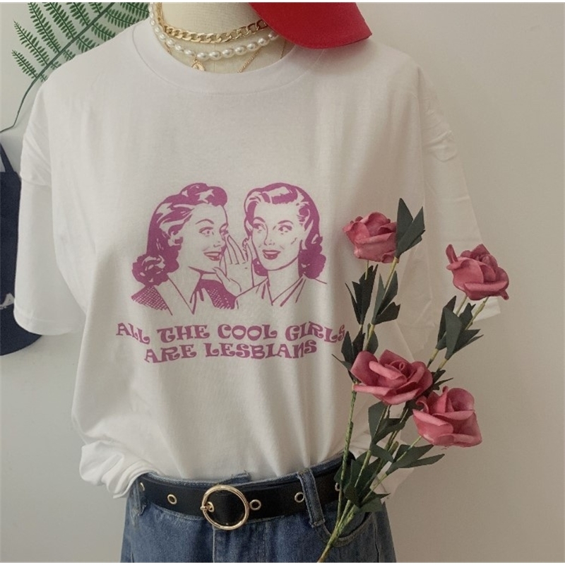 JBH-All Cool Girls Are Lesbians T-Shirt Women Men Unisex Funny Graphic Tees Summer Style T Shirt Fashion Tshirt Tops Outfits 210306