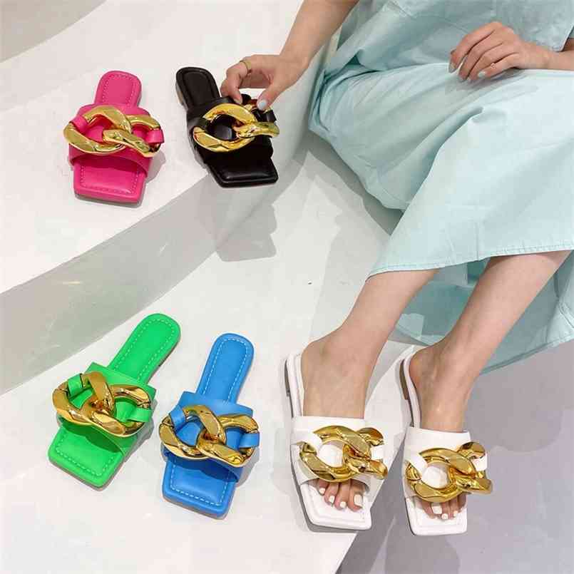 Brand Women Slippers Fashion Metal Chain Decorated Flat Heel Slides Open Toe Outdoor Beach Sandal Slip On Flip Flops 210628, Black
Brand Women Slippers Fashion Metal Chain Decorated Flat Heel Slides Open Toe Outdoor Beach Sandal Slip On Flip Flops 210628, Black