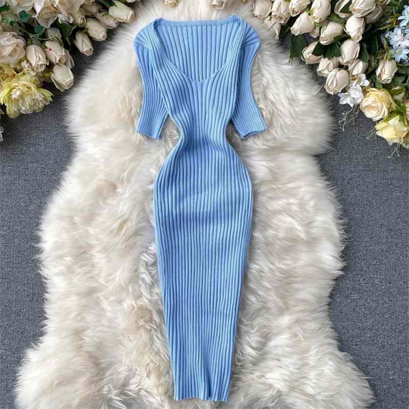 Spring Summer Gown Sweater Dres Slim V Neck Short Sleeve Bodycon es Elegant Ladies Sexy Knit Kneet Robe 210602
Spring Summer Gown Sweater Dres Slim V Neck Short Sleeve Bodycon es Elegant Ladies Sexy Knit Kneet Robe 210602