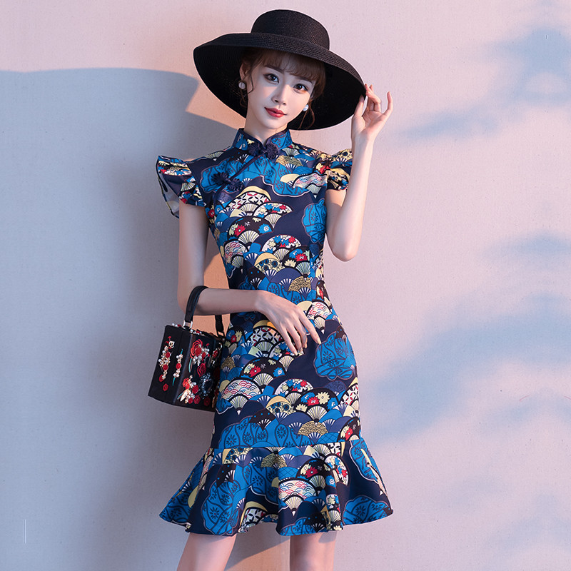 Xs-3xl Blue Exquisite Evening Party Dress Women Elegant Collar Cheongsam Sexy Slim Short Chinese Banquet Gown 59u1, Blue-2
Xs-3xl Blue Exquisite Evening Party Dress Women Elegant Collar Cheongsam Sexy Slim Short Chinese Banquet Gown 59u1, Blue-2