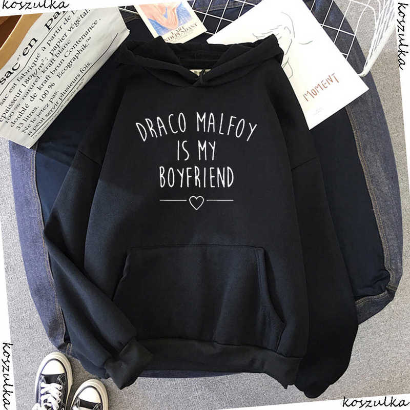 Draco Malfoy Is My Boyfriend Letter Print Hoodie Women Green Casual Sudaderas Hoodies Fashion Harajuku Sweatshirts Hooded 210928